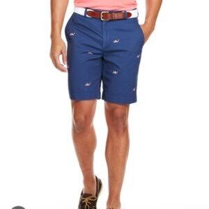 Vineyard Vines 9 Inch Flag Whale Embroidered Breaker Shorts 28